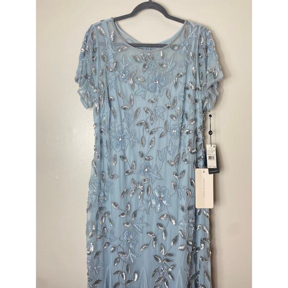 NWT ADRIANNA PAPELL DRESS GOWN 16W BLUE MOTHER OF THE BRIDE FORMAL EVENING - Picture 8 of 15